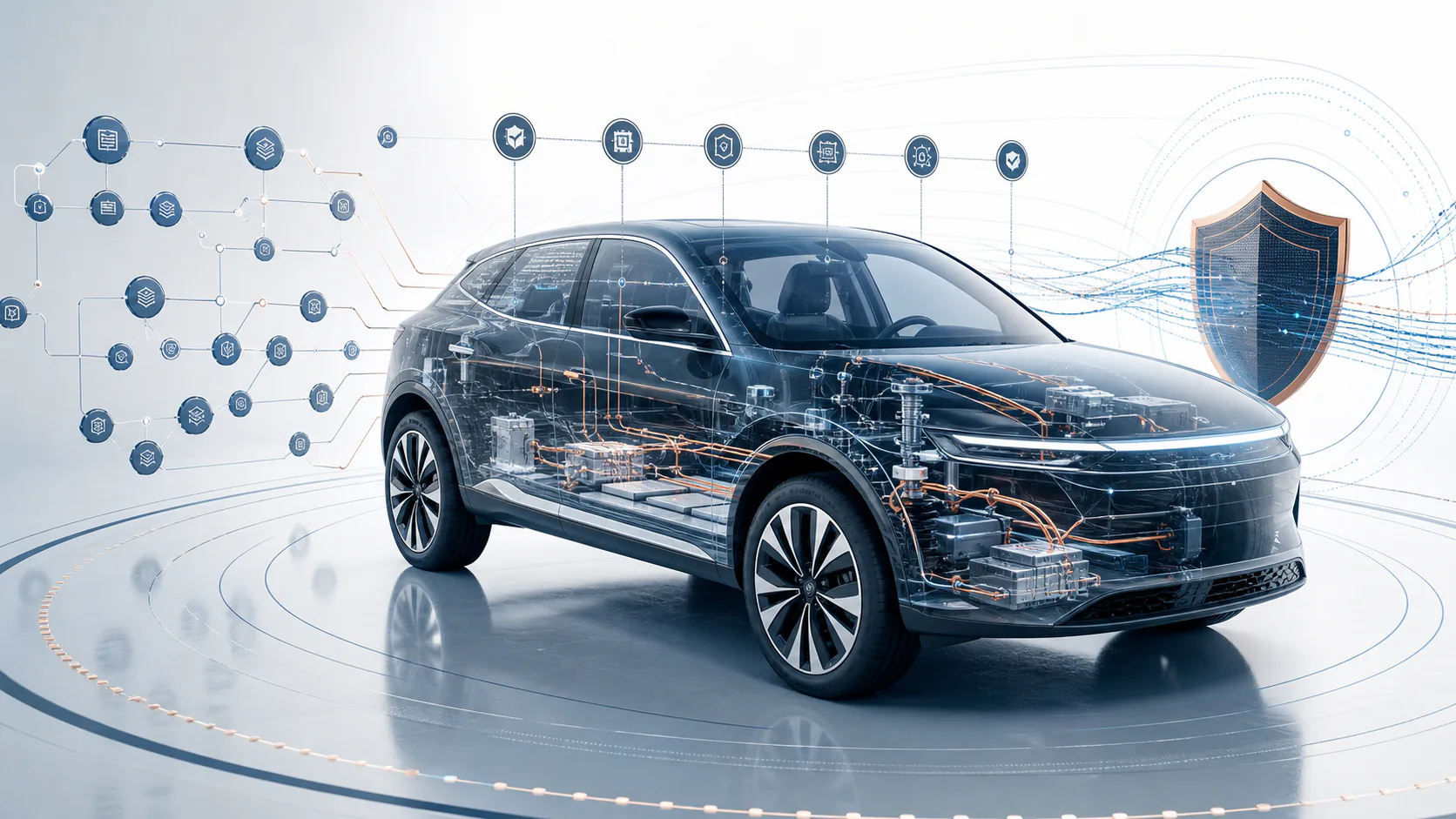 Software-defined electric vehicle digital twin with connected requirements, E/E architecture, safety, cybersecurity and verification evidence
